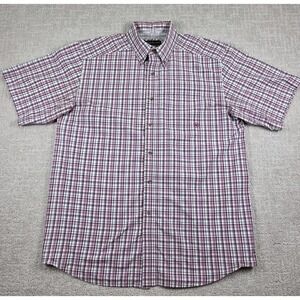 Ariat Pro Series Mens Large Fuschia Plaid Short Sleeve Button Down Western Shirt